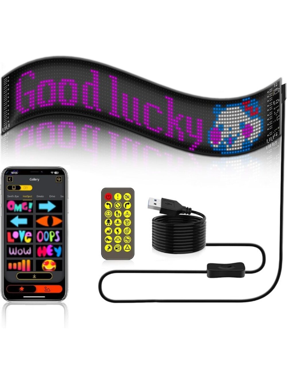 Custom LED Sign with Bluetooth Control - Programmable Scrolling Display for